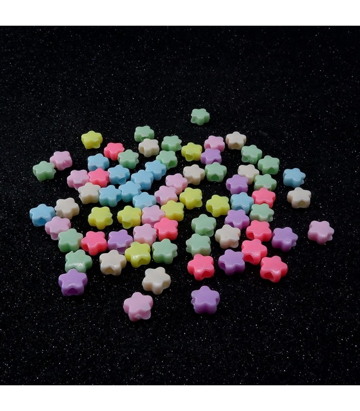Plastik Yıldız Gökkuşağı Boncuk 25 gram - Mix Renk