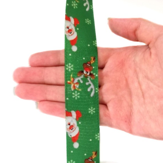 Yılbaşı Noel Baba - Grogren Kurdele - Yeşil - 1M 2,5cm