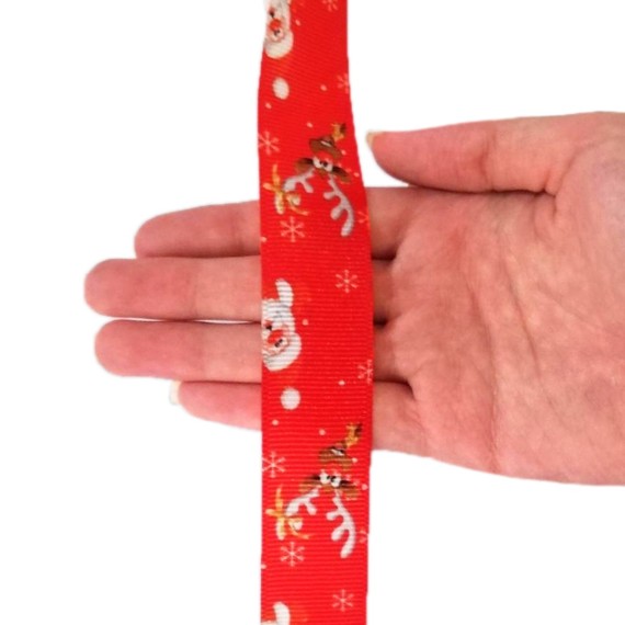 Yılbaşı Noel Baba - Grogren Kurdele - Kırmızı - 1M 2,5cm