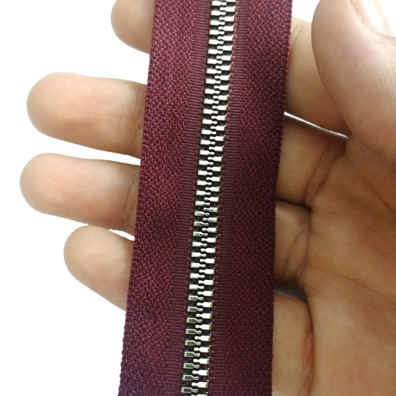 Çanta Fermuarı - Metal Görünümlü Metalize Diş - Mor - 1 Adet
