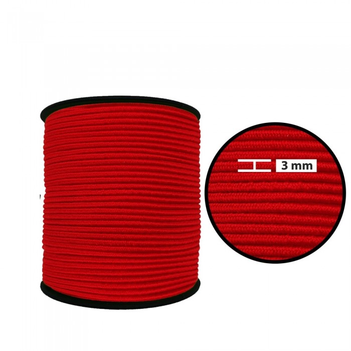 3 mm Yuvarlak Lastik-5 Metre Kırmızı Yuvarlak Lastik