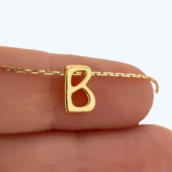 "B" Mini Harfler Lak Kaplama Gold