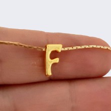"F" Mini Harfler Lak Kaplama Gold