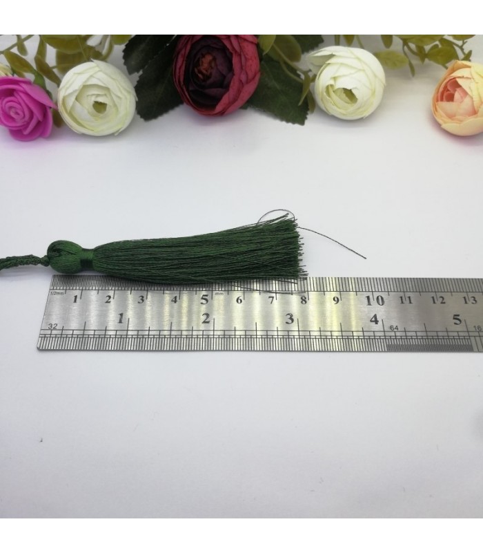 10 Adet - 7-8 cm İpek Püskül - koyu yeşil