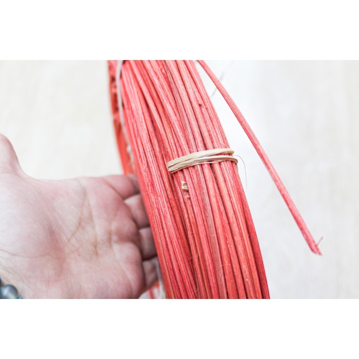 Renkli Rattan Doğal Bambu Çubuk 500 gr Brüt - 3.5mm Rattan İp - kırmızı