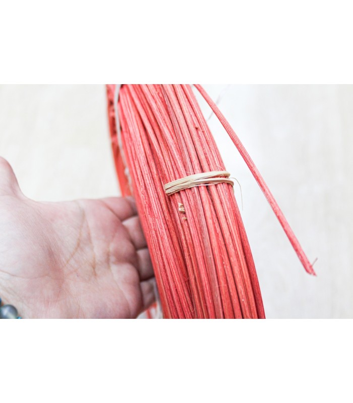 Renkli Rattan Doğal Bambu Çubuk 1kg Brüt - 3 mm Rattan İp - kırmızı