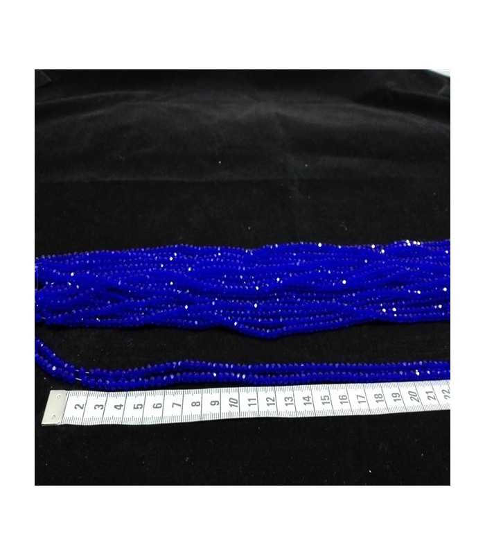 3 mm İpe Dizili Kristal Boncuk Çin Camı mat Saks Mavi