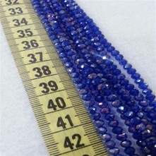 4 mm İpe Dizili Kristal Boncuk Çin Camı Şeffaf Koyu Mavi