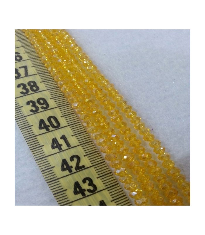 4 mm İpe Dizili Kristal Boncuk Çin Camı Şeffaf Sarı