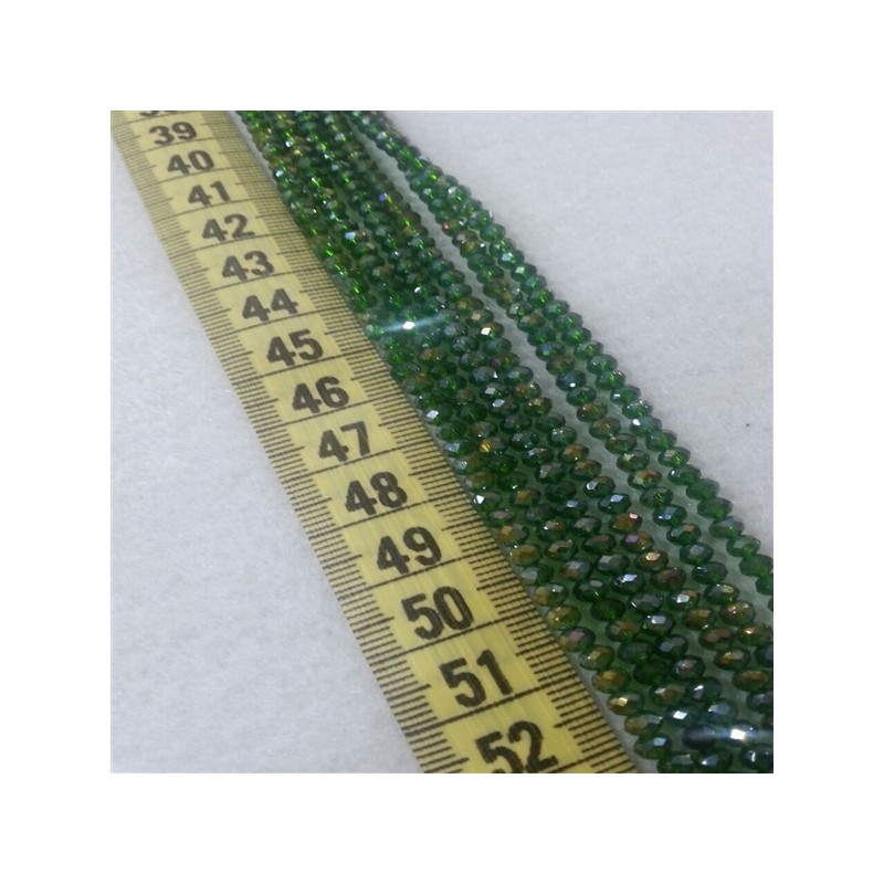 4 mm İpe Dizili Kristal Boncuk Çin Camı Çift Renk Yeşil