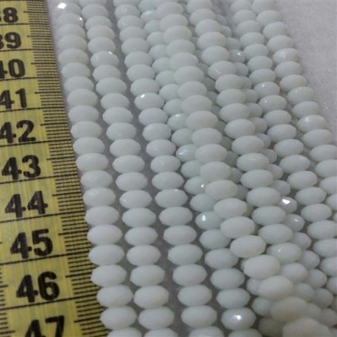 6 mm İpe Dizili Kristal Boncuk Çin Camı Mat Beyaz