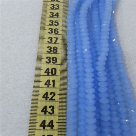6 mm İpe Dizili Kristal Boncuk Çin Camı Mat Buz Mavi