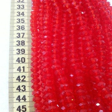 8 mm İpe Dizili Kristal Boncuk Çin Camı Şefaf Kırmızı