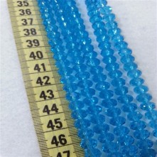 8 mm İpe Dizili Kristal Boncuk Çin Camı şeffaf acık mavi