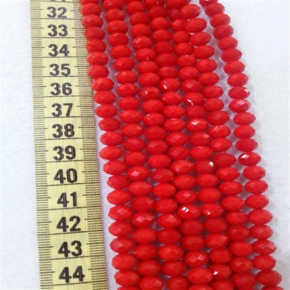 8 mm İpe Dizili Kristal Boncuk Çin Camı mat açık kırmızı