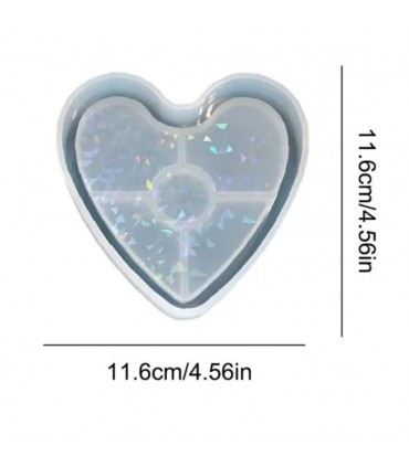 Hologramlı Kalp Bardak Altı ve Dekoratif - Hobi Silikon Kalıbı -Kod:486