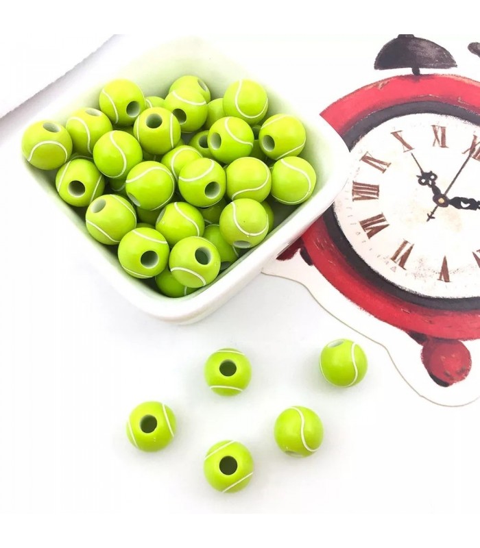 Tenis Topu - Delikli Plastik Boncuk 10 Adet