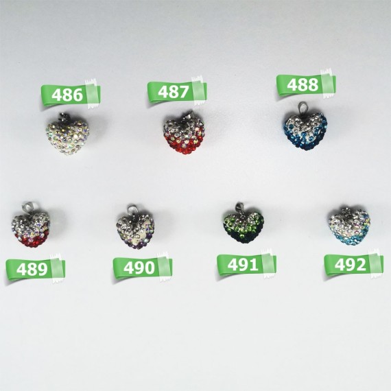 Şambala taşlanmış boncuk kolye ucu kalp - Kod : 491