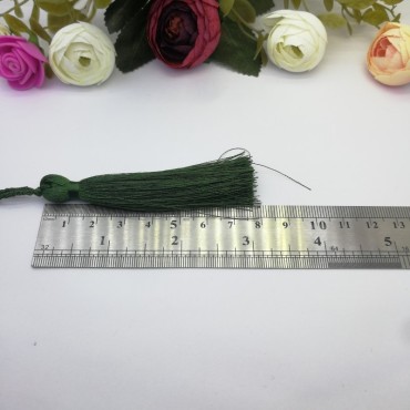 3 Adet - 7-8 cm İpek Püskül - Koyu Yeşil