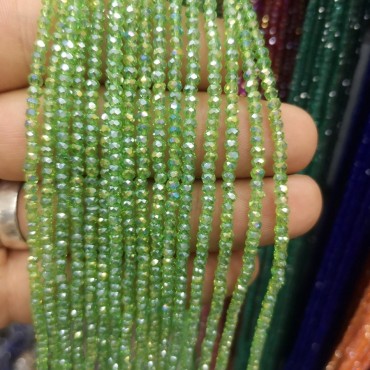 3 mm İpe Dizili Kristal Boncuk Çin Camı janjan Açık Yeşil