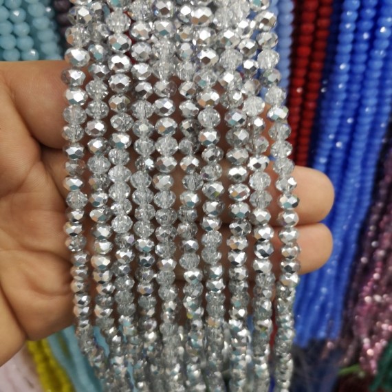 6 mm ipe dizili kristal Boncuk Çin Camı aynalı gümüş