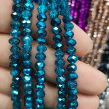 6 mm ipe dizili kristal Boncuk Çin Camı aynalı indigo mavi