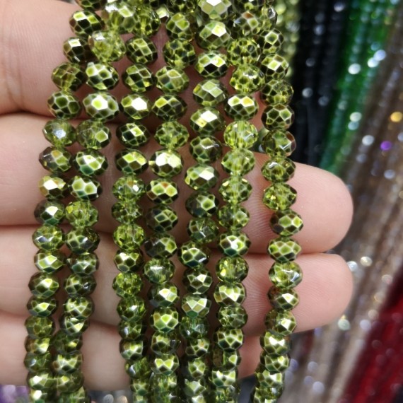 6 mm ipe dizili kristal Boncuk Çin Camı aynalı haki yeşil