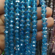  8 mm İpe Dizili kristal boncuk çin camı turkuaz mavi