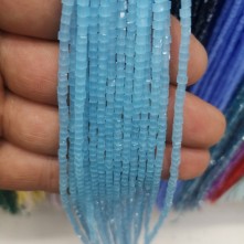 2 mm küp ipe dizili kristal boncuk çin camı mat buz mavi