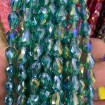 8*11mm Damla Kristal İpe Dizili Çin Camı Janjan zümrüt yeşili
