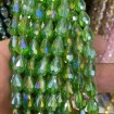 8*11mm Damla Kristal İpe Dizili Çin Camı Janjan Açık Yeşil