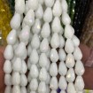 8*11mm Damla Kristal İpe Dizili Çin Camı Mat Beyaz