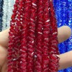 8 mm Üçgen Kristal İpe Dizili Çin Camı Şeffaf Kırmızı