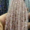 8 mm Üçgen Kristal İpe Dizili Çin Camı Janjan Pembe