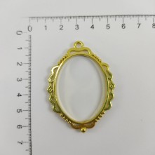 Gold Çerçeve Oval Model Reçine Metal Kolye Ucu