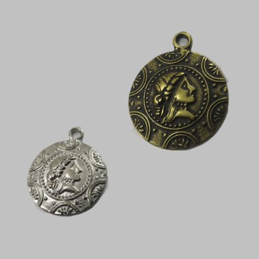Metal Kolye Ucu - Portre - Gümüş