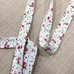 5 METRE - Desenli Koton Biye - 3 Cm Kırmızı Çıtır Çiçekler