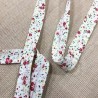 5 METRE - Desenli Koton Biye - 2 Cm Kırmızı Çıtır Çiçekler