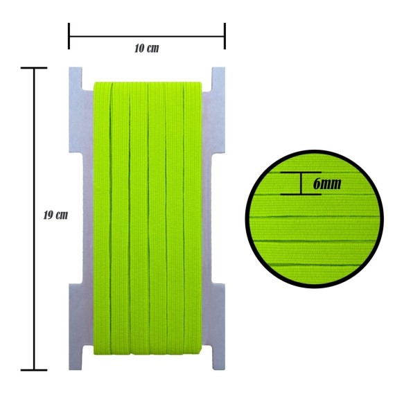 6 mm Neon Sari Yassı Lastik - 50 Metre