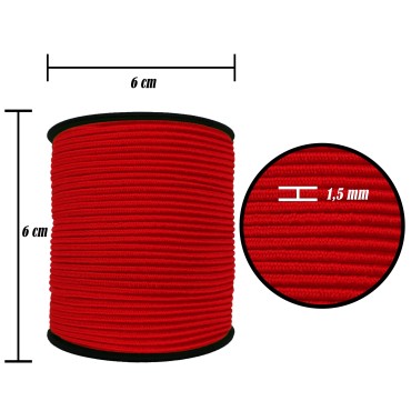 1.5 mm Şapka Lastik - 100 Metre Kırmızı Yuvarlak Lastik
