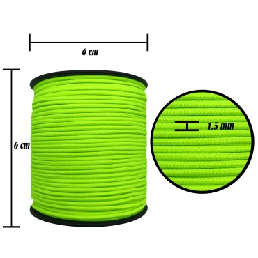 1.5 mm Şapka Lastik - 100 Metre Neon Sarı Yuvarlak Lastik