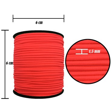 1.5 mm Şapka Lastik - 100 Metre Neon Pembe Yuvarlak Lastik