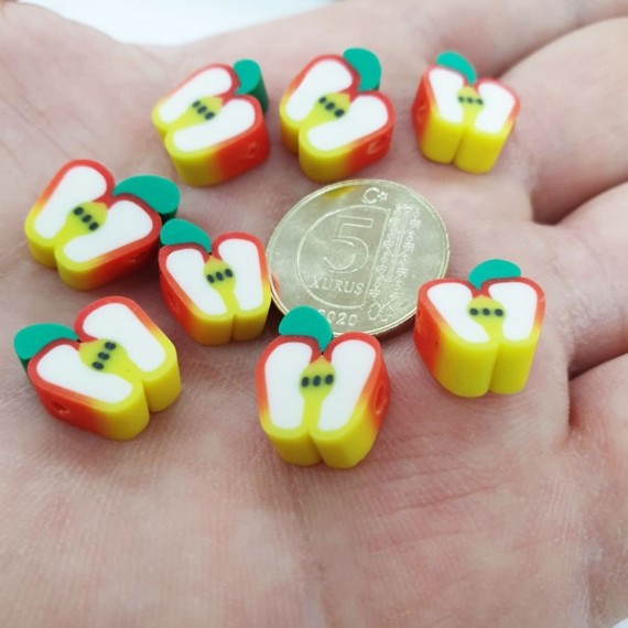 Mini Emaye Hamur Silikon Meyve Parçacıkları - Elma