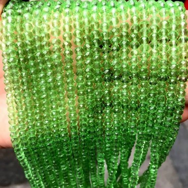 İpe Dizili Kristal Boncuk - 3 mm  janjan açık yeşil