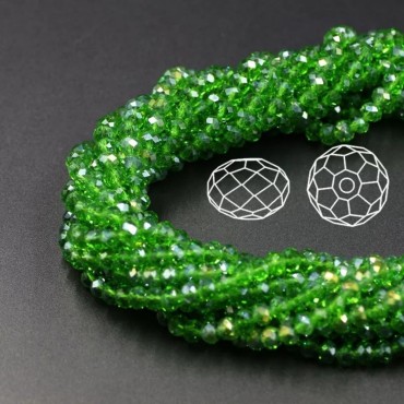 İpe Dizili Kristal Boncuk - 4 mm  janjanlı açık yeşil