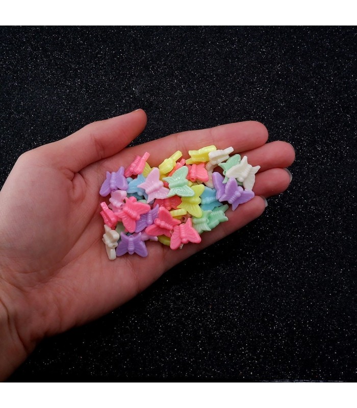 Plastik Kelebek Boncuk 50 gram - Mix Renk